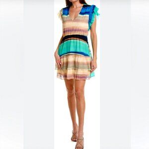 nwt Marie Oliver Thea Silk Blend Nautical Watercolor Mini Dress - Size M,